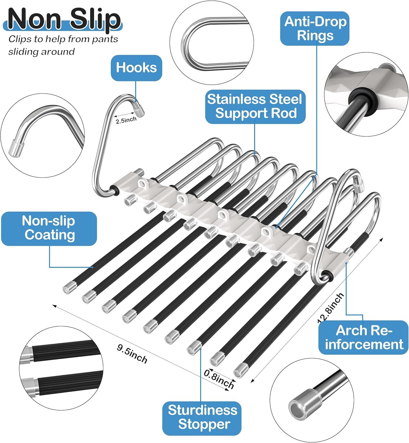 2pcs Huge goth Hangers Easy to Hang and Retrieve with 90 Degree Rotation spacesaving for Pants shanger organizer Storage, percher opara pantalones