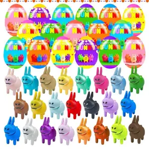 24 Pcs Prefilled Easter Eggs with 3D Bunny Toys – Mini Toys for Kids, Easter Basket Stuffers, Egg Hunt Fillers & Party Favors, Perfect Easter Gift