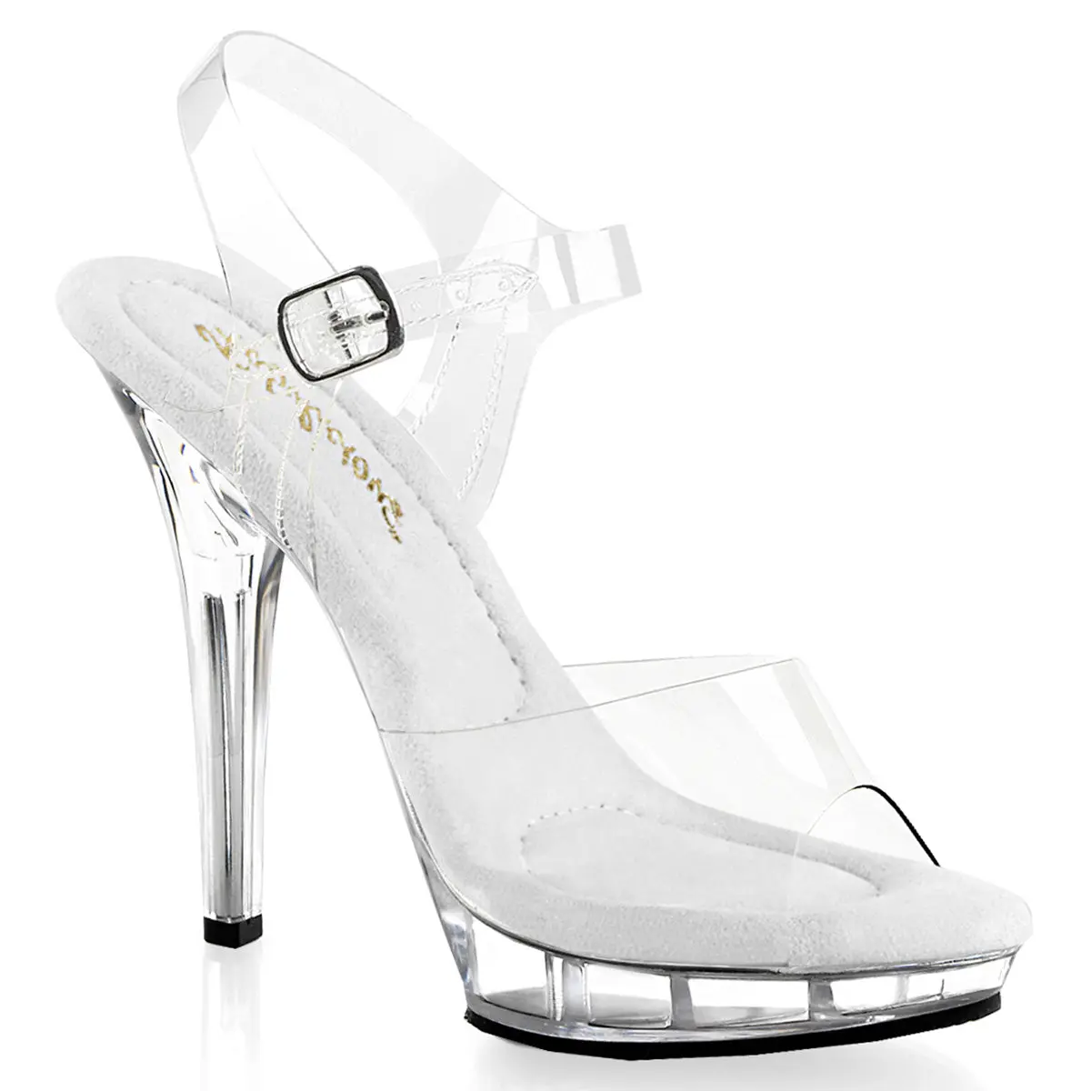 Women's Ankle Strap Platform Sandals, Elegant 5" Stiletto High Heels with a Chrome Plated Bottom for Weddings and Proms, Platform Strap Sandals