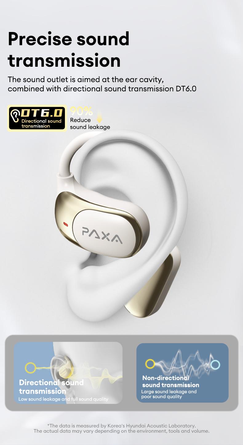 PAXA KC09 OWS Electronic Wireless Bluetooth Earbud Headset with 2025 New Bluetooth 6.0 for Faster, More Stable Connection & Lower Power Use, Comfortable & Luxurious Sound for Music & Phone Calls