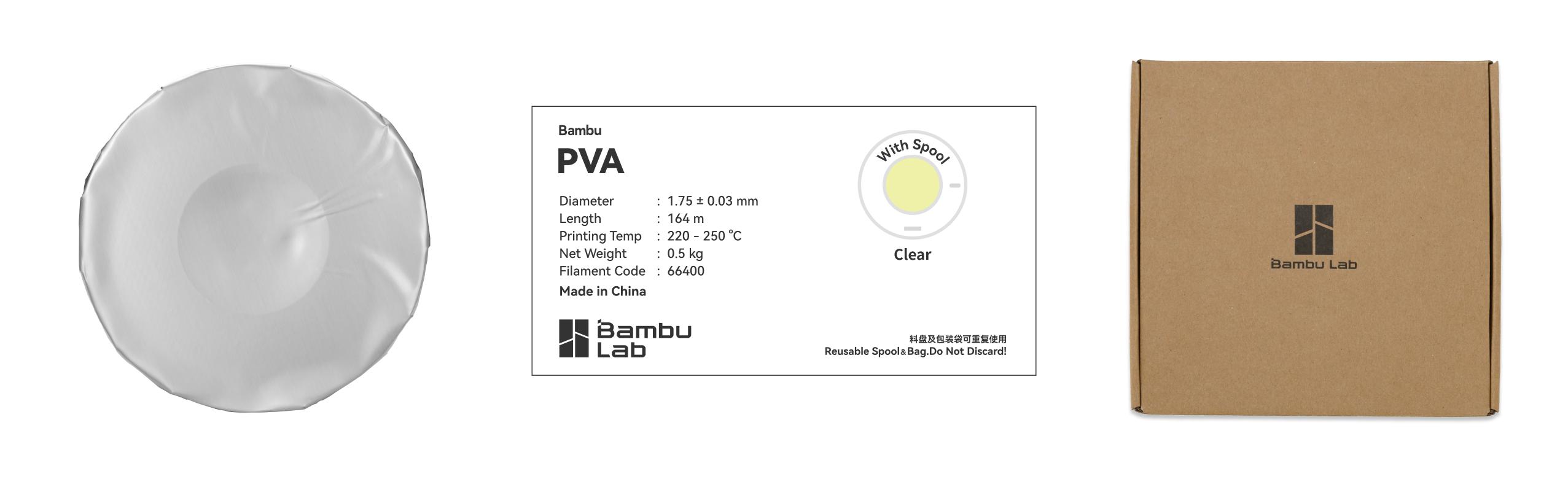 Bambu Lab PVA, 3D Printing Support Materials and Filaments 0.5 kg
