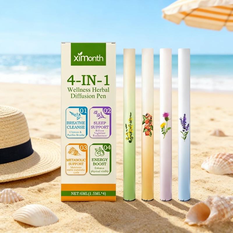 Portable Herbal Diffuser Pen, 4-In-1 Aromatherapy for Sleep, Energy & Mental Clarity, Stick Form, No Ca Prop 65 Warning