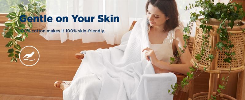 Bedsure Cotton Muslin Swaddle Blanket for Bed - 4-Layer Breathable and Lightweight Soft Gauze Muslin Blanket for Summer