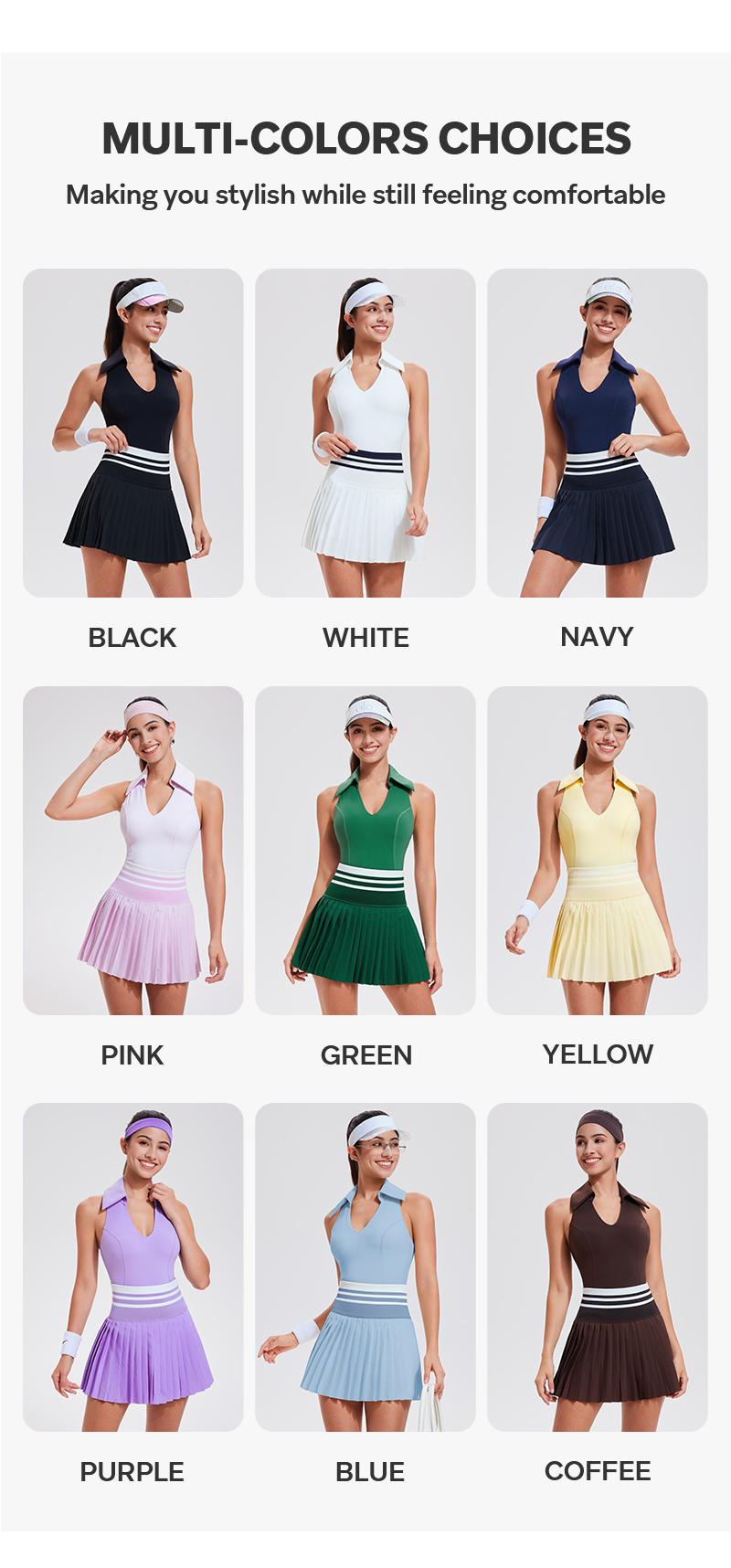 Airfree Two Piece Golf Outfits for Women Tennis Skirt Set for Women Racerback Sleeveless/Longsleeve Top with High Waisted Pleated Skirts Golf Athletic Spring Outfits