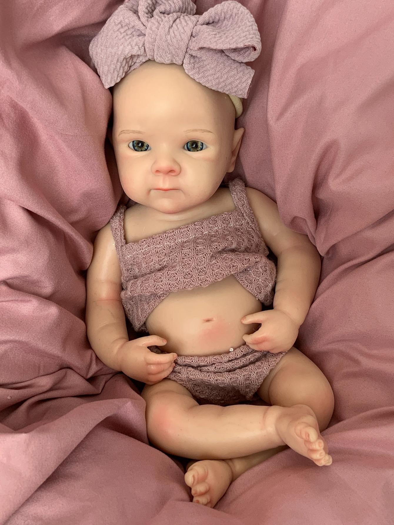 Reborn Baby Doll 13 Inch Full Body Soft Silicone Lifelike Newborn with Birth Certificate & Accessories Perfect Christmas Gift for Kids Aged 3+