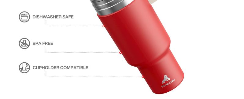 【POWCAN-Clearance Sale 】40ozWith Handle 2-In-1 Straw And Straw Lid Leak-Proof Dishwasher-Safe, Insulated Stainless Steel Travel Coffee Mug Long-Lasting Heat Retention, Suitable For Car Cup Holders, Office,Valentine's Day gift