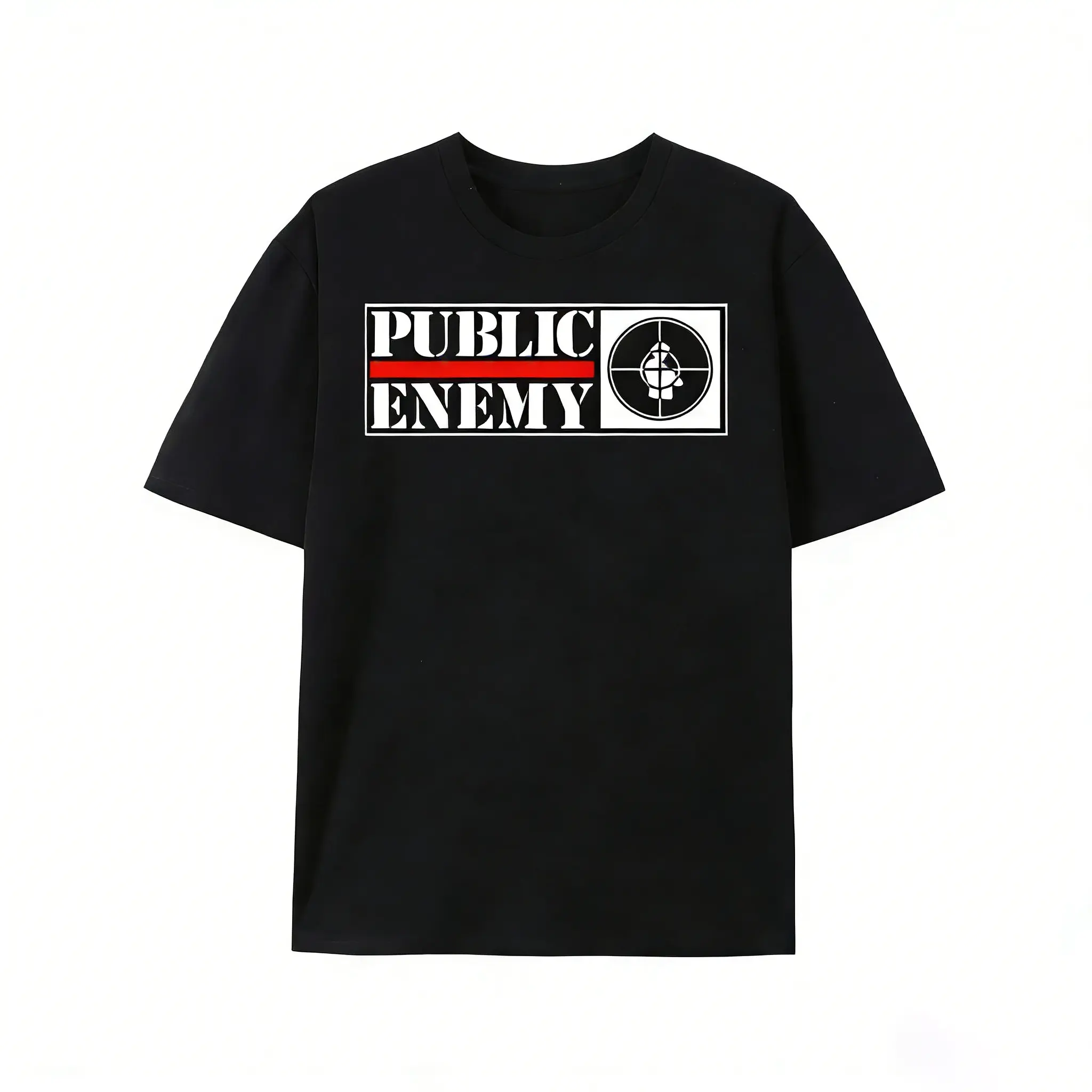 Men's Public Enemy Graphic T-Shirt - Menswear Streetwear Top, Bold Lettering, Iconic Hip Hop Design with Chuck D & Flavor Flav, Classic Black, Regular Fit, Round Neck, Short-Sleeve Casual Tshirt for Music Fans