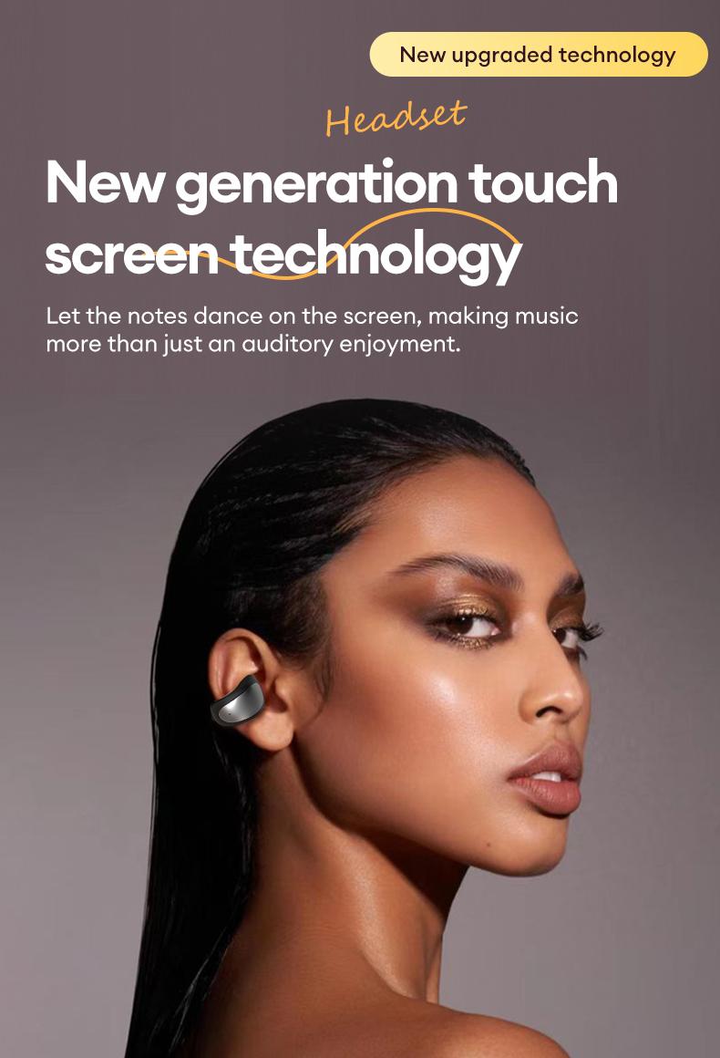 MGALL C100 Multifunctional Clip-On Wireless Headphones with 2025 Bluetooth 6.0, LED Touch Screen, Customizable Wallpaper & Prevent Earphone Loss, Audio Earbuds for Music & Calls, Ideal Gift for Men & Women