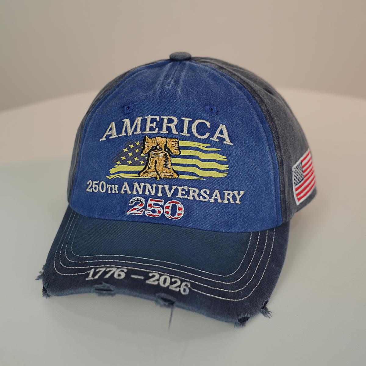 US 250th Anniversary Embroidered Baseball Cap, UPF 50+ Sun Protection Commemorative Hat