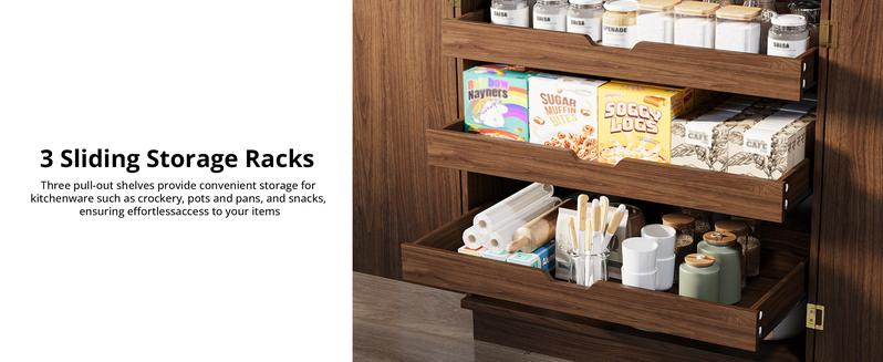 IRONCK 72” Tall Kitchen Pantry Cabinet, Farmhouse Pantry with 2 Pull Doors and Drawer Organizing Board Storage for Home Kitchen Dining Room IRONCK 72” Tall Kitchen Pantry Cabinet, Farmhouse Pantry with 2 Pull Doors and Drawer Organizing Board Storage for Home Kitchen Dining Room