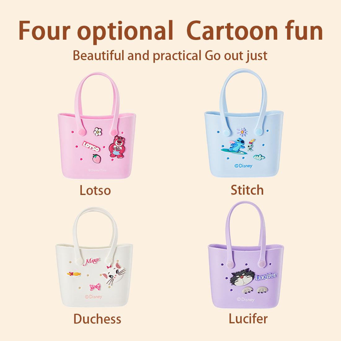 Disney Mini Lunch Tote Bag,Beach Picnic Bag, Kawaii Basket,6.88"X5.79"X3.15",Cute Design Durable Small Size Disney Design With Handle Cute Bento Bags,Surprise Gift for Girls,Small Hole,Storage,Practical,Versatile(1PC)