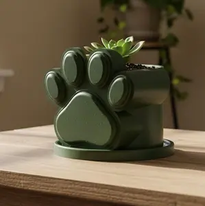 Paw Print Planter with Drainage and Drip Tray