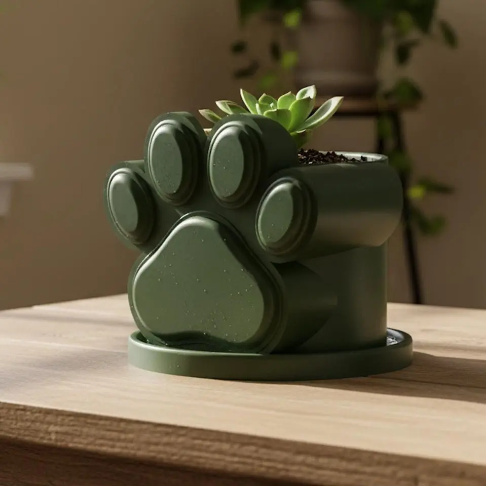 Paw Print Planter with Drainage and Drip Tray
