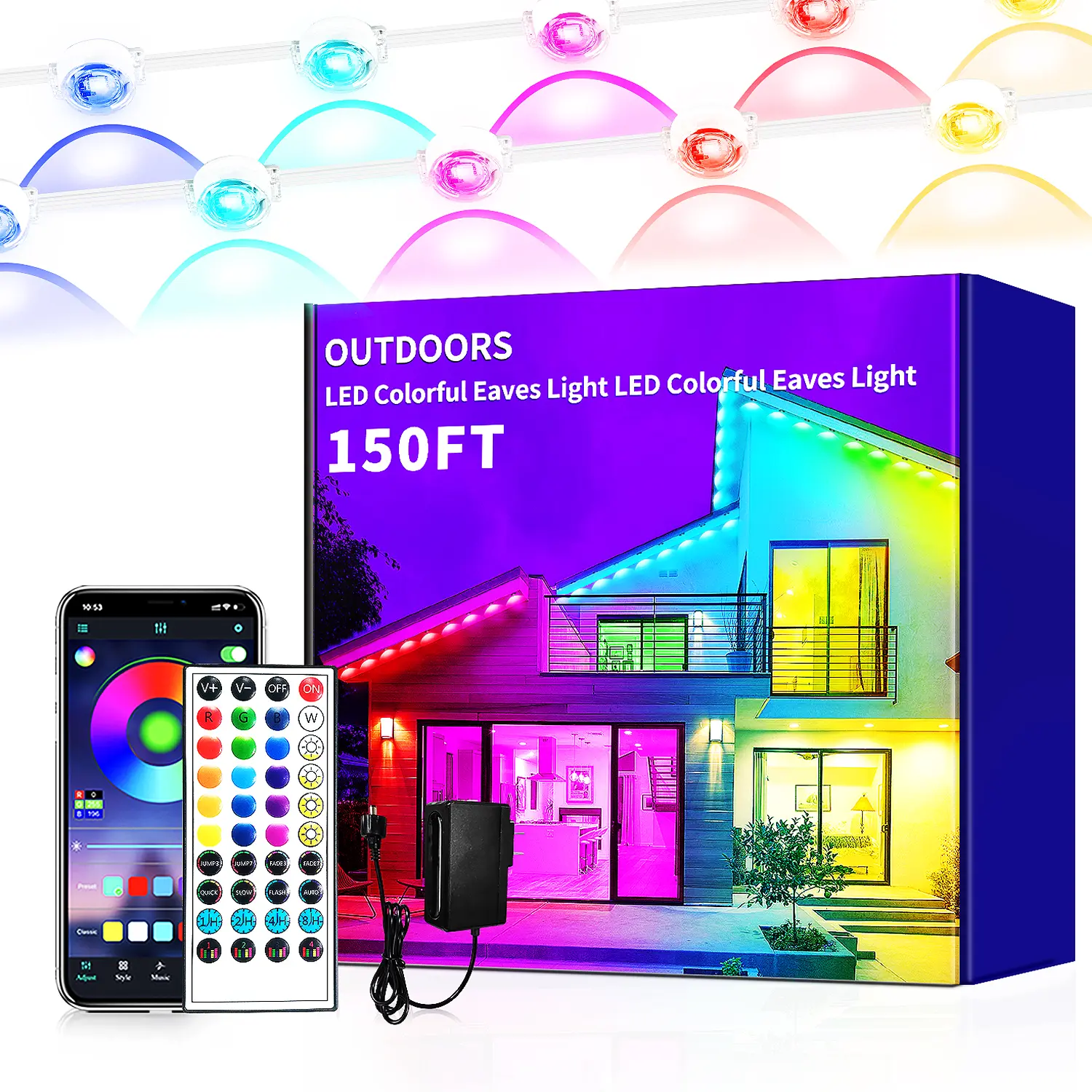 SEGRASS Permanent Outdoor RGB LED Strip Lights - IP67 Waterproof Smart Eaves Lights with App/Remote Control, Music Sync, DIY Scenes, Hex Cap Screws, Ideal for Christmas, Party Decor summerwins,dorm essentials,home decor,home essentials,camping essentials