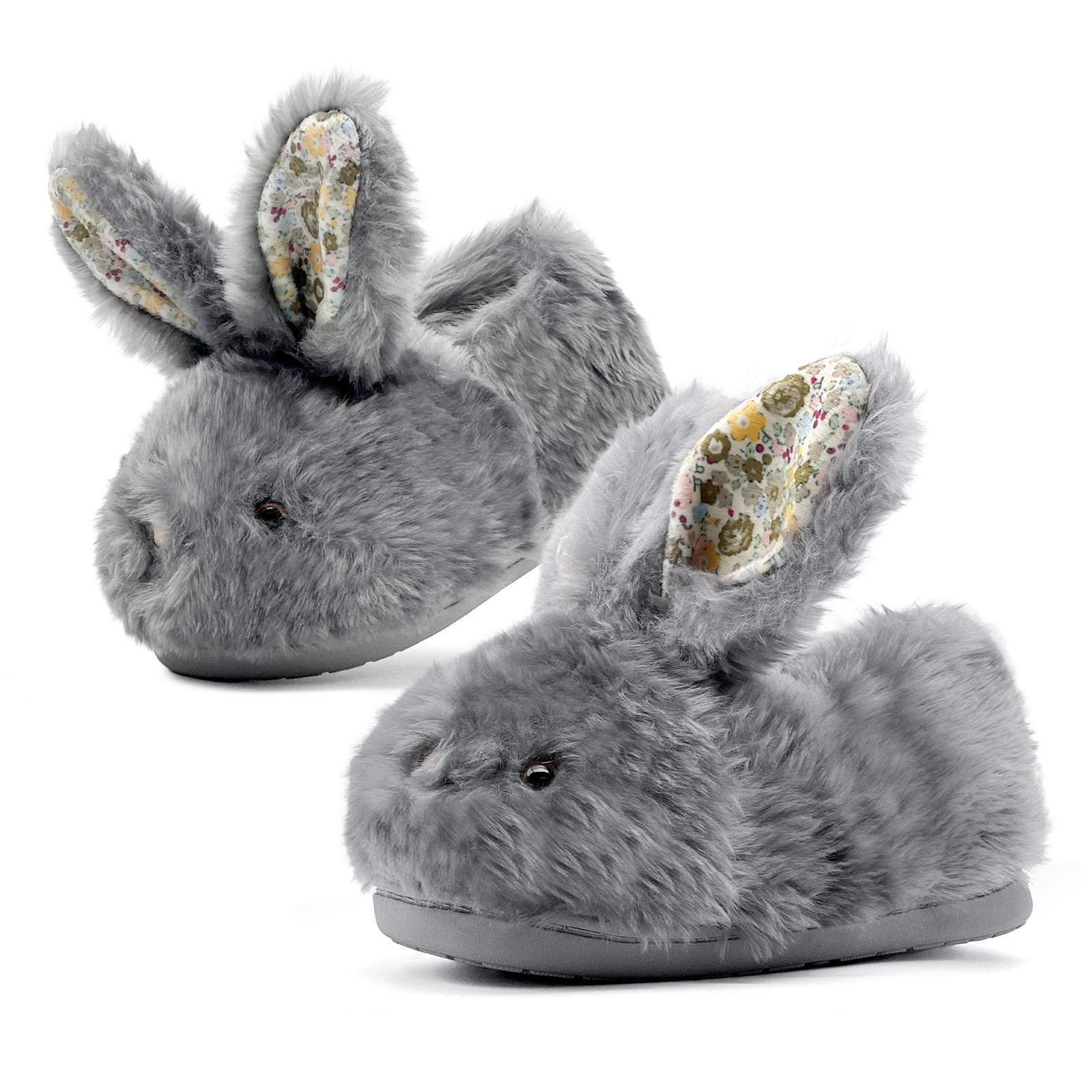 Lumubby Toddler Bunny Slippers for Girls and Boys Soft Plush Non-Slip Warm Winter Indoor Shoes with 3D Eyes and Ears Adorable Design