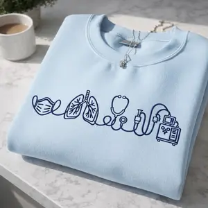 Respiratory Therapist Embroidered Sweatshirt – RT Crewneck with Lungs Design, Nurse & Medical Student Gift, Lung Therapy Sweater