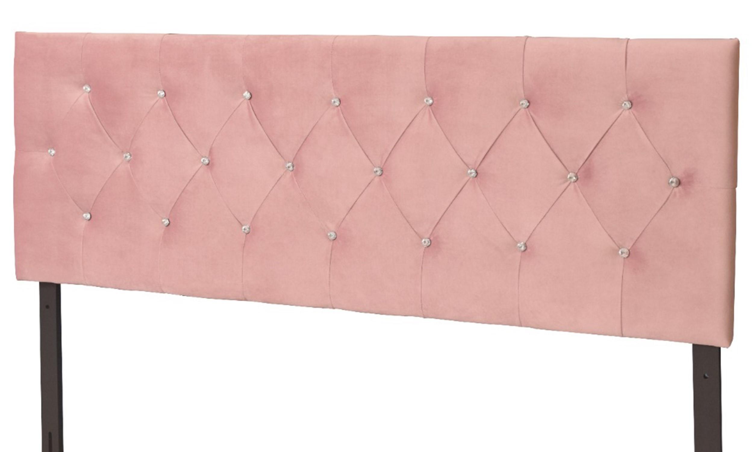 Favorer Concetta Diamond Tufted Velvet Upholstered Headboard, Silver Gray/Black/Blue/Pink