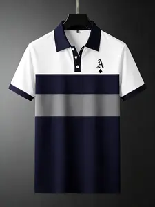 New summer fashion large grid striped shirt, digital printed short sleeved quick drying casual top