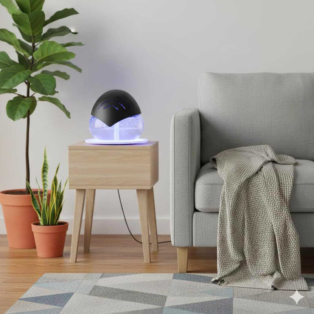 Air Purifier- Water Air Revitalizer, Air Washer, Air Freshener, Room Aromatizer, Aroma and Essential Oil Diffuser with 7 Color adjustable LED Lights- Air Washer Diffuser, Removes Dust, Allergens and Freshens Air