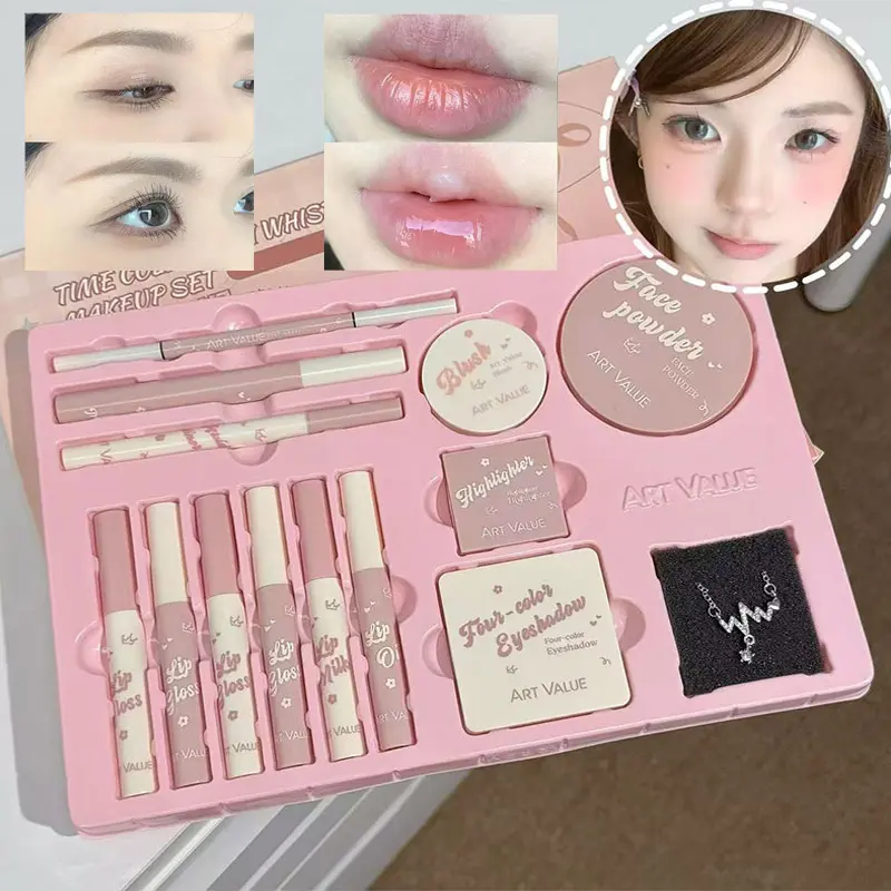 Ladies Cosmetic Set - Delicate Design 2-in-1 Blush Lipstick for Flawless Makeup Cosmetics Kit Beauty Sets
