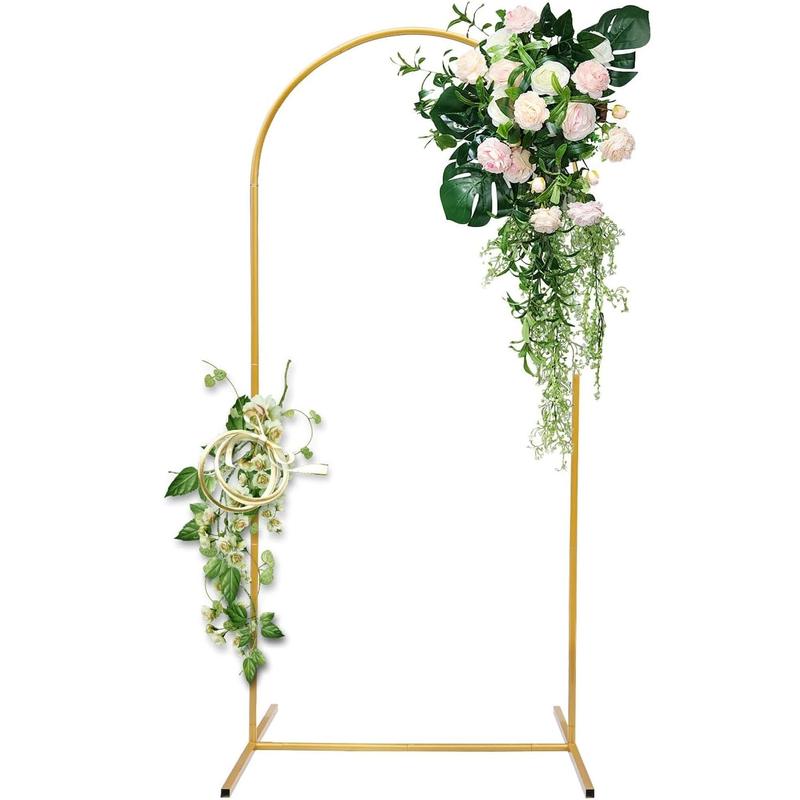 Wedding Arch Backdrop Stand 6 ft Gold Metal Arch Backdrop Stand Balloon Arch Frame for Wedding Party Birthday Baby Shower Ceremony Decoration with Elegant Round Tube Design