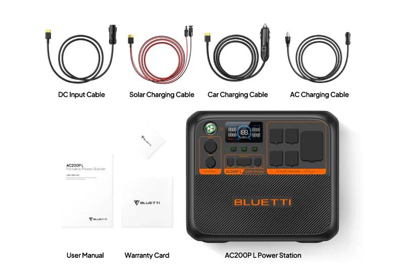 BLUETTI AC200PL Portable Power Station 2304Wh Solar Generator Expandable to 8448Wh 4 2400W AC Outlets 3600W Power Lifting 30A TT30 Output LiFePO4 Battery Backup for RV Camping Home Use