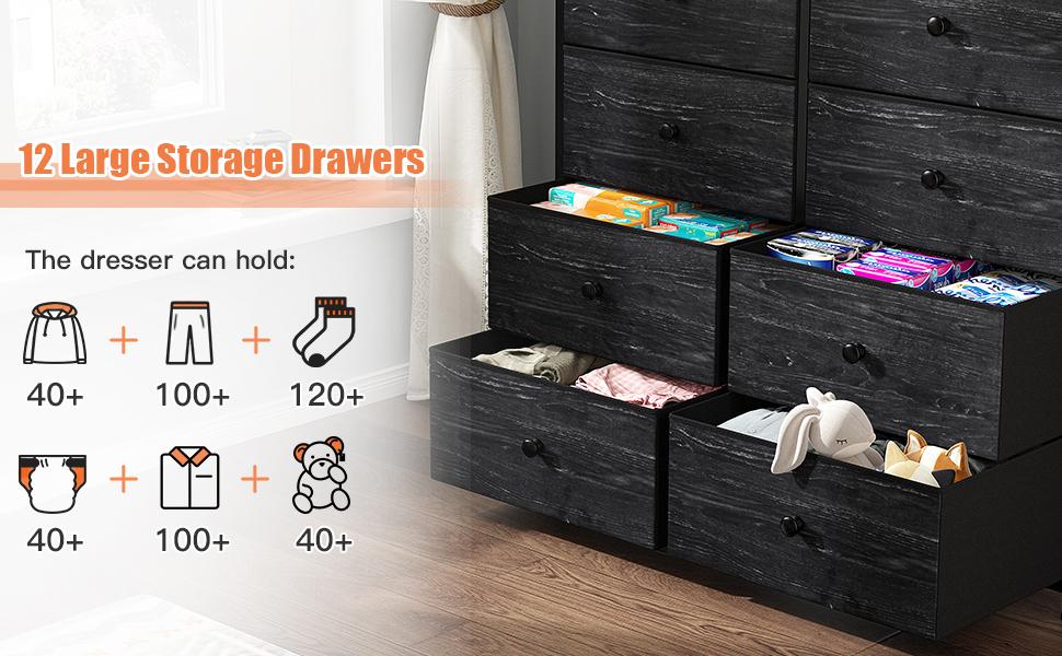 Raybee Furniture Indoor Cabinet Fabric Dresser with 12 Drawers, Wood Top & Metal Frame, Chests of Drawers for Closet, Living Room, Bedroom Raybee Furniture Indoor Cabinet Fabric Dresser with 12 Drawers, Wood Top & Metal Frame, Chests of Drawers for Closet, Living Room, Bedroom