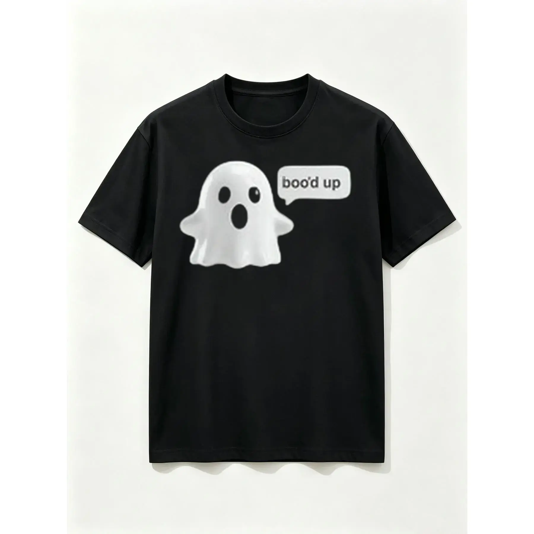 Booid Up Ghost Graphic T-Shirt, Minimal Cute Halloween Tee for Men and Women
