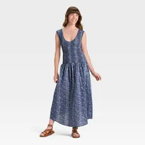 Women's Smocked Midi A-Line Dress - Universal Thread
