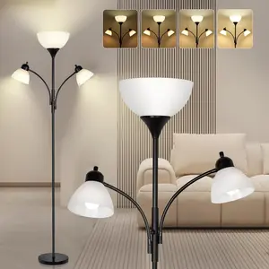 3-Head Dimmable Floor Lamp! Living Room Sofa Ambient Light, Bedroom Standing Reading Lamp, Multi-Head Adjustable Floor Lamp
