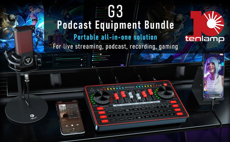 Tenlamp G3 Professional Sound Card Package, Audio Mixer Package, Tenlamp L3 Studio Microphone, Home Studio Voice Changer, YouTube, Live Streaming, Video Recording, Podcast, Broadcasting, #TikTokShopBacktoSchool