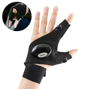 LED Flashlight Gloves with Waterproof Lights, Fingerless Gadgets Tools for Men, Cool Gifts for Dad Husband, Hands-Free Lighting for Fishing Repairing Camping