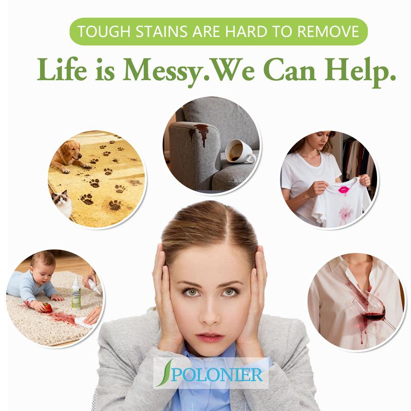 Poloni Powerful Stain Remover Liquid Fast Acting No Scrub Formula Removes Tough Stains Pet Urine Red Wine Coffee Food Grass Dirt Safe For Fabrics And Clothes Non Toxic Biodegradable Odor Eliminator Safe For Kids And Pets