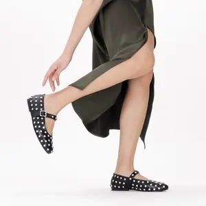 Sparkly Rhinestone Mary Jane Flats for Women & Girls - Chic Comfortable Everyday Wear with Secure Buckle Strap & Soft Inner Lining