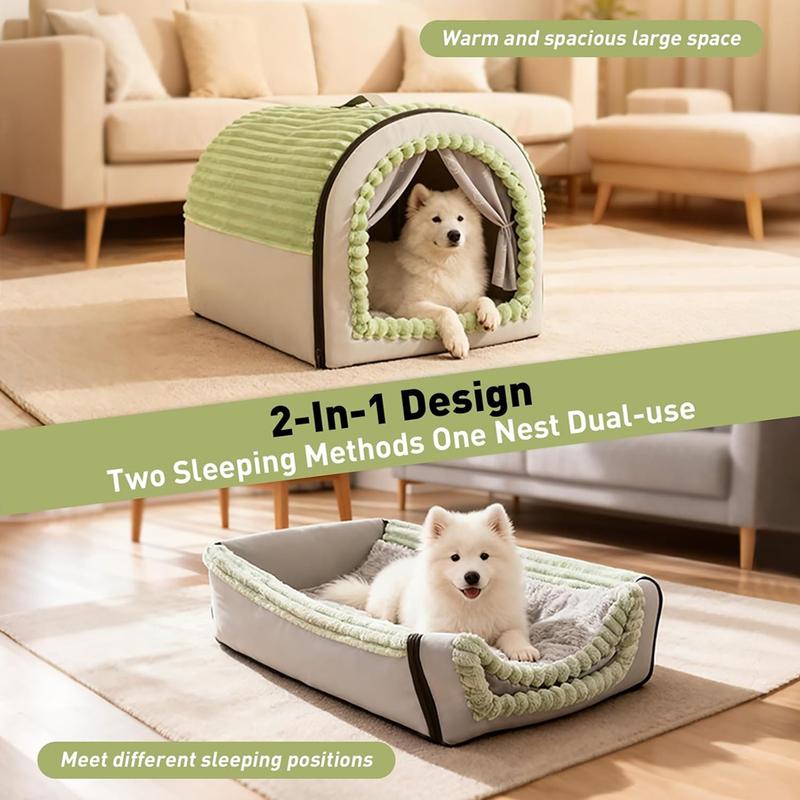 Petfeet Indoor Dog House, Four Seasons Cat House for Small, Medium, Extra Large Dogs and Cats, Pet Shelter, Removable, Washable Pet Tent, Dog Bed with Privacy Gate, Warm Soft Kennel with Removable Cushion