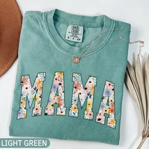 Comfort Colors Mama Shirt, Floral Mama Shirt, Cute Mama Shirt, Mom Tshirt, Pregnancy Reveal Gift for New Mom Tee, Women's Flower Mama Shirt