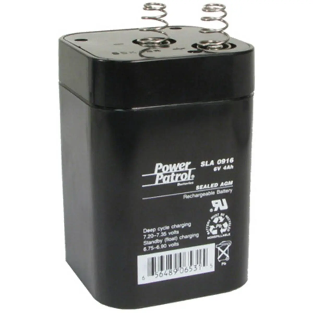 212 MAIN Power Patrol SLA0916 Sealed Lead Acid Rechargeable Battery, 6V 5Ah with Spring Tabs for Outdoor Feeders and Fencing, Compact, 1.76 lbs, 2.64 x 2.64 x 4.65 in