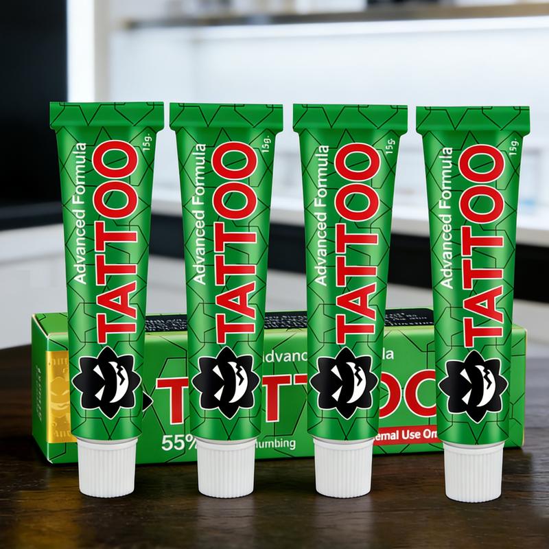 TKTX Tattoo Numbing Cream - Green 80% Numbing - Painless Tattoos Cream- Effective Numbing Formula for No-Distraction Tattoos (10g*4 Tubes)