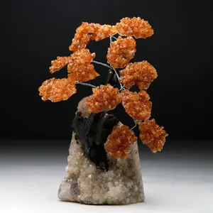 Large Citrine Gem Tree on Quartz Cluster Base