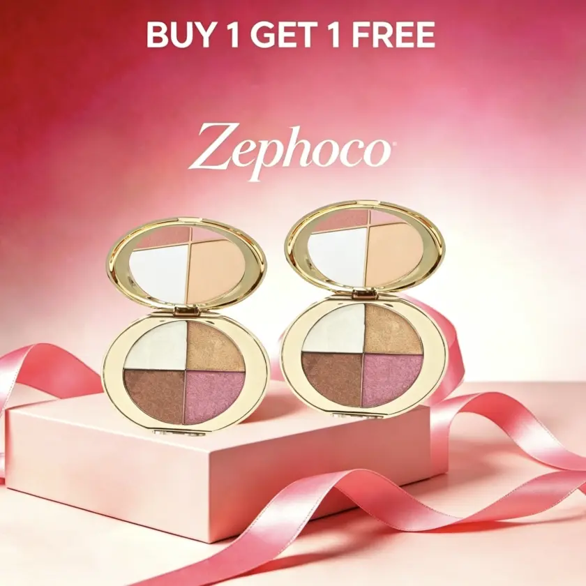 [Buy 1 Get 1 Free]zephoco Glow Eyeshadow Blush Palette 4 in 1 Highlighter Blush Eyeshadow Natural Radiance Glass Skin Finish Long Lasting A Gift for Mom, Spoil Her with Care and Love Makeup Facial Flawless Radiant Cosmetic Powder cheek palette