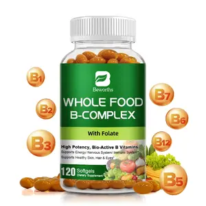 Beworths Vitamin B Complex 120 Capsules B1,B2,B3,B5,B6,B7,B9,B12, Immune Support Pills US