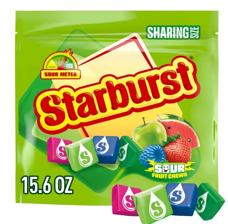 STARBURST Sour Chewy Candy Individually Wrapped Fruit Chew Candies, Sharing Size, 15.6 Oz Resealable Bag