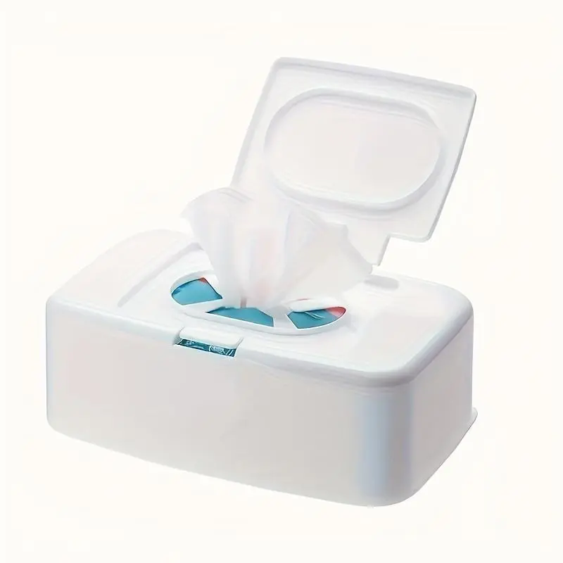 Covered button-style wet wipe dispenser - A compact, hygienic and portable tissue box, suitable for home and travel use, perfect for makeup removal and storage. It can be used with disposable wipes. Holder