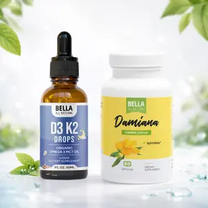 Bella All Natural D3 K2 Drops + Damiana (60 Capsules)