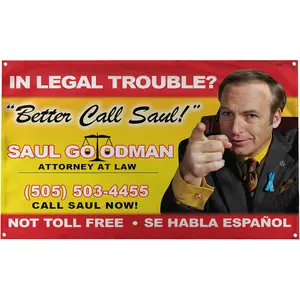 - Better Call Saul!Billboard Image Breaking Bad Saul Goodman Motivational Inspirational Office Gym Dorm Wall Decor Design on a 3X5 Feet Flag with 4 Grommets for Easy Hanging.Authentic BANGER FLAG.Tapestry Decor hop hip