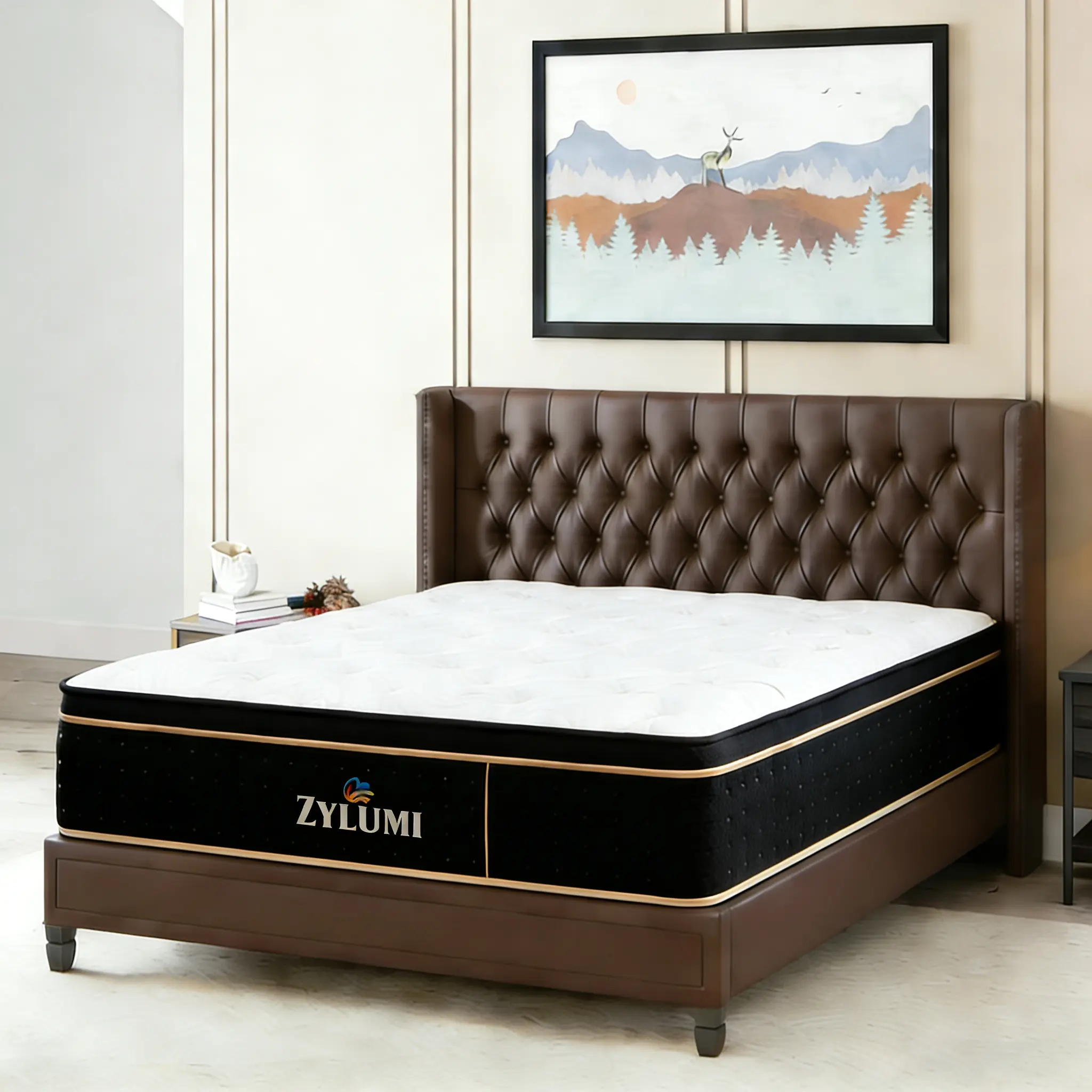 High Quality Knitted Cotton Hybrid Spring Memory Foam Mattress in a Box - Foldable, Medium Firm, Neck Support, Ergonomic - 10in, 12in, 14in Sizes (Twin, Full, Queen, King) - Indoor Bedroom Furniture Mattress, High Quality Mattress, Foldable Mattress