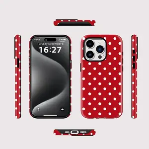 Red Polka Dots Phone Case for iPhone 17 Air 15 Pro Max 12 13 14 Pro Max 16 Plus 11 Circular Dots Hard Double-layer Cover
