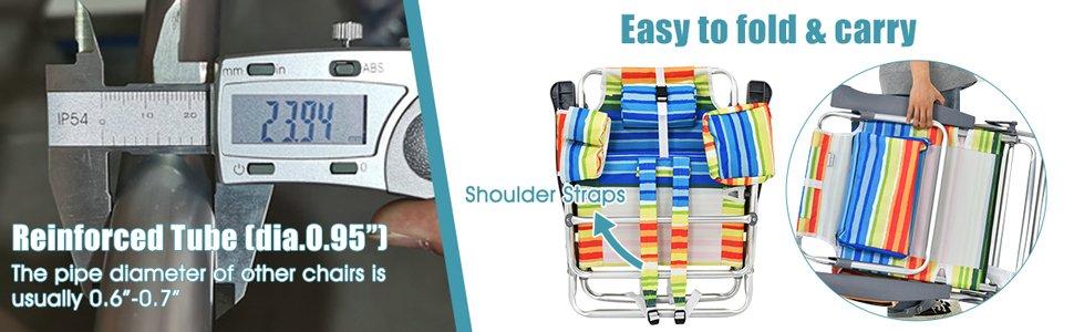 COSTWAY 2 Packs Beach Chair, Folding Backpack Beach Chairs for Adults with 5 Positions, Head Pillow, Cooler Bag, Towel Bar, Cup Holders, Sunbath Sling Tanning Lounge, Foldable Layout Camping Chairs-Deals for You Days