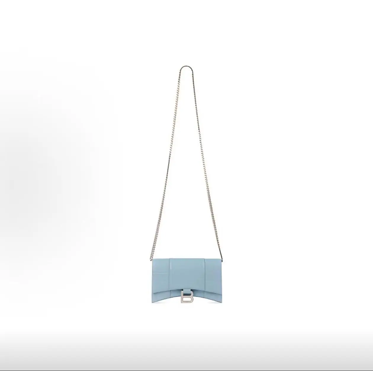 Pre-owned Balenciaga Hourglass Small Crossbody Bag Crocodile Embossed Blue
