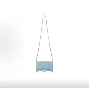 Pre-owned Balenciaga Hourglass Small Crossbody Bag Crocodile Embossed Blue